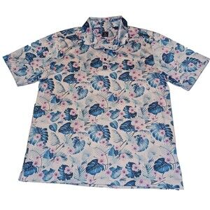 Construct Mens XXL Hawaiian Polo Short Sleeve Tropical Print Shirt